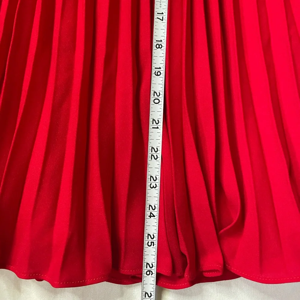 Kate Kasin Red Pleated elastic waist A line Skirt
